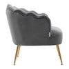 Grey Velvet Scallop Shell Sofa Chair Wing Back Lotus Seat Accent Armchair Sofa