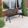Cast Iron Outdoor Bench Garden 3 Seater Furniture Wood Park Seat Patio Armrest