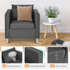 Upholstered Single Sofa Chair Grey PU Leather Leisure Single Armchair w/Pillow