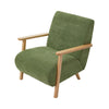 Green Chenllie Accent Chair Modern Upholstered Armchair Wooden Legs Living Room