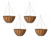 Set of 4 Hanging Basket Large 16" (40cm) Black Planter With Liner Garden Patio