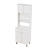 Wooden Kitchen Storage Cupboard 4 Doors Cabinet with Drawer Shelf Freestanding