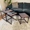 Set of 3 Square Nesting Coffee Table Accent Stacking Side Tables Space-saving