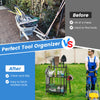 Garden Yard Tool Organizer Rolling Tool Garage Storage Rack w/ Universal Wheels