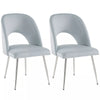 Dining Chair Thick Upholstered Kitchen Chair with Metal Legs Light Grey Set of 2