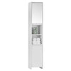 White Bathroom Cabinet 2 Door 6 Shelves Storage Makeup With Mirror Free Standing