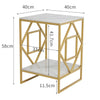 Marble Vein Side Table with Gold Metal Legs Vintage Lounge Living Room Bedside