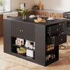 Kitchen Island Storage Cabinet w/Extendable Worktop, Drawers, Adjustable Shelves