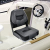 Set of 2 Folding Low-Back Boat Chair Ergonomic Fishing Yacht Seat with Strap