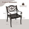 2 Pcs Cast Aluminum Patio Dining Chairs Set Heavy Duty Metal Bistro Chairs