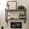 2 Tiers Rustic Floating Shelves Wooden Wall Mounted Shelf Display Rack