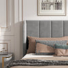 DOUBLE BED FRAME 4FT6 UPHOLSTERED PLATFORM WITH HEADBOARD AND SOLID WOODEN SLATS