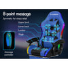 Gaming Office Chair 12 RGB LED Massage Computer Seat Footrest Blue