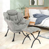 Modern Upholstered Leisure Sofa Armchair Reading Chair w/Footrest-Grey