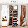 3-in-1 Jewelry Cabinet 360° Swivel Mirror Jewelry Armoire W/ 3-Color LED Lights