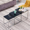 Nest Of 3 Nested Nesting Tables Side End Coffee Table Glass/Wood for Living Room