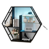 Wall Mounted Shelf Hexagon Storage RGB Display Cabinet with Remote Control Black