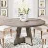 Round Dining Table for 4 People, 120cm Farmhouse Wooden Kitchen Dinner Table