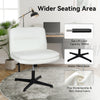 Cross Legged Chair Leather Armless Office Chair Height Adjustable Seat No Wheel