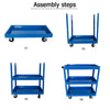 Tool Storage Heavy Duty Durable Garage Trolley Workshop 3 Tier Wheel Cart Shelf