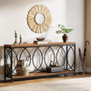 70.9'' Long Console Table, 2-Tier Industrial Table Behind Couch w/ Storage Shelf