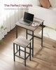 3 PCS Modern Breakfast Bar Dining Table and 2 Stools Set Metal Frame