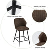 Set of 2 Bar Stools Faux Leather Back Upholstered Metal Legs Barstool Pub Chair