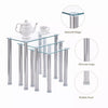 3pcs Rectangular Clear Tempered Glass Side End Nested Table Bedside Coffee Table