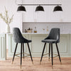 Set Of 2 Upholstered 115cm Tall Batstools High Metal Legs Footrest Velvet Grey