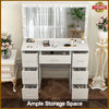 Large White Dressing Table with LED Light Mirror Vanity Make up Desk 7 Drawers