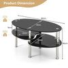 3-Tier Modern Oval Tea Table Smooth Glass Coffee Table Sofa End Side Table