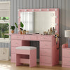 Vanity Desk with Power Outlet, Makeup Vanity with Mirror, Dressing Table Drawers
