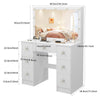 White Dressing Table LED Mirror 7 Drawers Vanity Makeup Desk Set Bedroom Girl