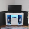 Modern TV Stand Storage Cabinet Unit High Gloss White with LED Lights 2 Drawers