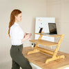 Natural Bamboo Standing Desk Converter Dual Monitor Stand Sit Stand Riser Stand