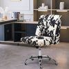 Black White Spotted Printed Velvet Office Chair Swivel Adjustable Desk Cow Seat