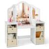 Kids Vanity Table & Chair Set 2-in-1 Princess Pretend Play Makeup Vanity Desk