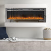 Black Glossy Tempered Glass Panel Electric Fireplace Inset/Wall Mounted/12 Flame