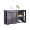 Modern Grey 2 Sliding Doors 2-Tier Shelves Sideboard Storage Cabinet Kitchen
