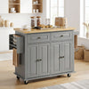 Rolling Kitchen Island Cart with Rubber Wood Top, Spices Grey