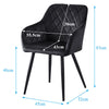 Pair of Velvet Black Dining Chairs Diamond Seats Metal Legs Living Room Kitchen