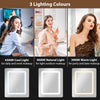 Small Dressing Table with Mirror LED Lights Vanity Desk with Fold-up Panel White