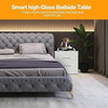Bedside Table with Wireless Charging Station & 2 USB Port, LED Smart Nightstand