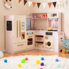 Wooden Kids Pretend Play Kitchen w/ Large Fridge & Ice Maker-Pink