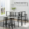 6 Piece Industrial Bar Table Set 2 Kitchen Breakfast 4 Stools Grey Chair Seat