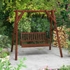 3-Person Wooden Outdoor Porch Swing Heavy Duty Patio Hanging Bench Chair