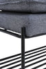 Long Shoe Stool Grey Padded Bench Soft Chair Hallway Seat with Iron Rack Shelf