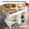 ROLLING KITCHEN ISLAND STORAGE TROLLEY CART CABINET WOOD TOP 2 DRAWERS 4 DOORS
