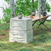 Outdoor Camping Storage Box Picnic Organizer Folding Wood Lid Car Food Container