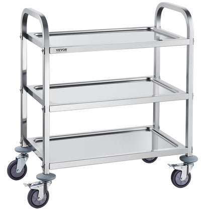 3 Tier Stainless Steel Cart Mobile Lab Medical Storage Trolley 400 lbs